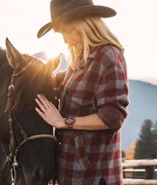 Kelly Reilly Yellowstone Beth Dutton Red Wool Coat