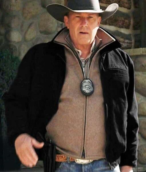 Kevin Costner Yellowstone John Dutton Black Cotton Jacket