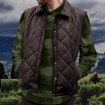 Yellowstone Dutton Ranch Official Y Logo Brown Button Up Vest