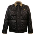 Yellowstone Dutton Ranch Official Y Logo Brown Leather Jacket