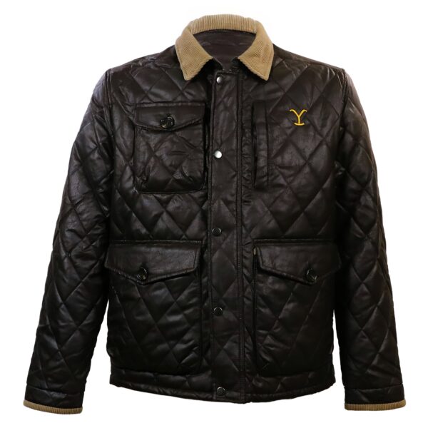 Yellowstone Dutton Ranch Official Y Logo Brown Leather Jacket