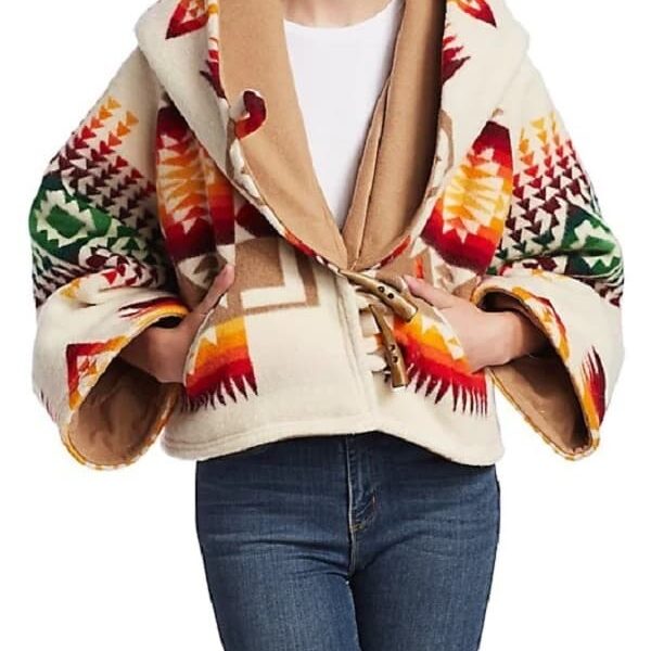 Beth Dutton Poncho Style Hooded Aztec Coat